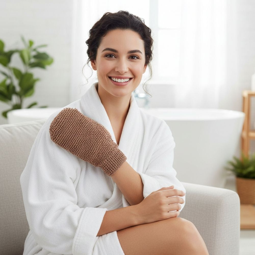 Guante exfoliante de yute natural