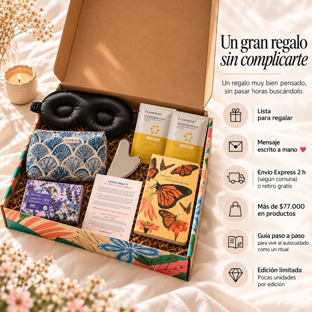 Caja de regalo Tiempo para ti · antifaz de seda, skincare y bienestar