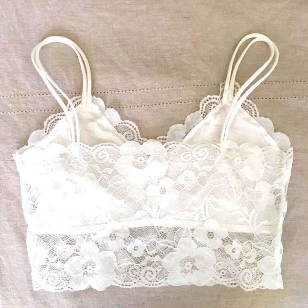 Bralette Peto Florencia encaje y doble tirante negro / blanco