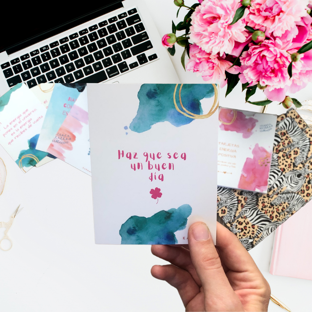 Tarjetas Energía Positiva + Atril de madera