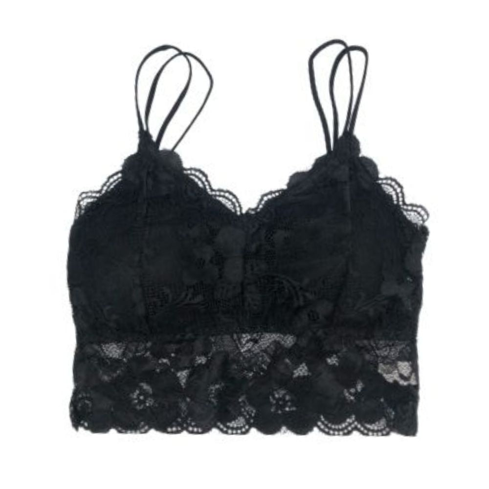 Bralette Peto Florencia encaje y doble tirante negro / blanco