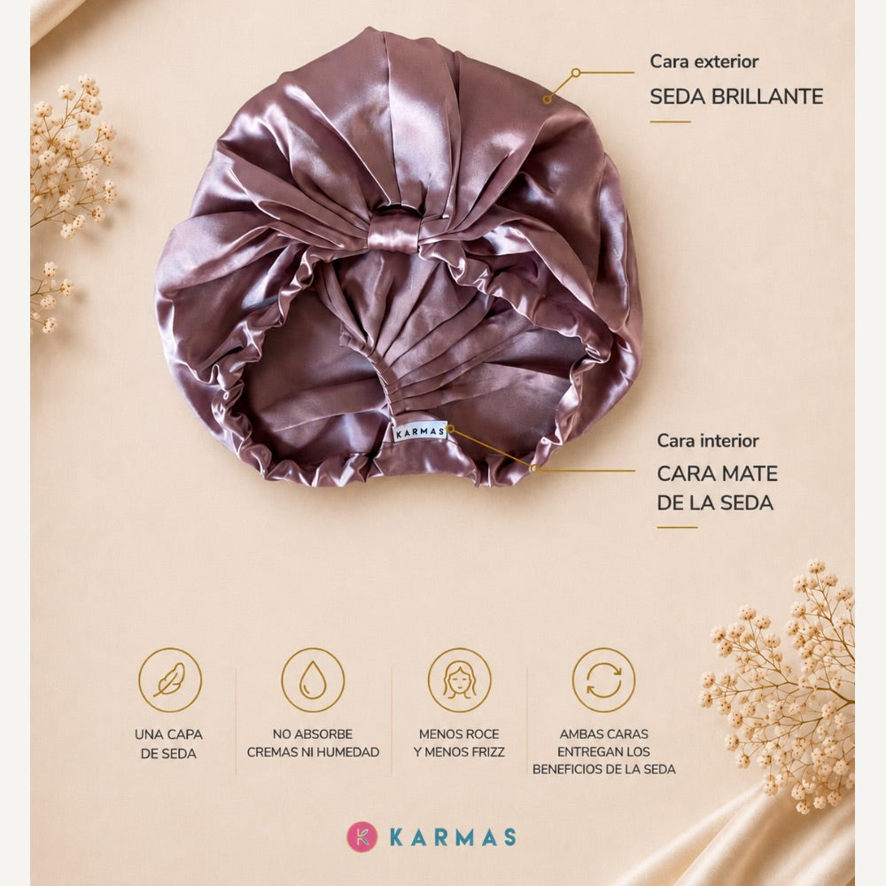 Turbante borde elasticado una capa Seda