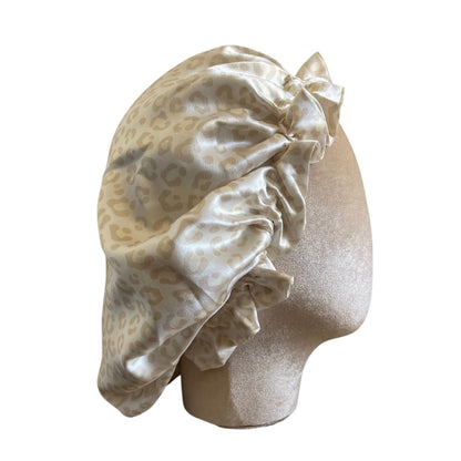 Turbante doble capa de Seda Mulberry con borde ajustable animal print