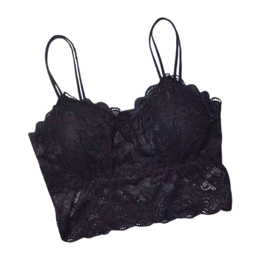 Bralette Peto Florencia encaje y doble tirante negro / blanco