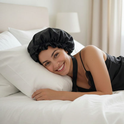 Turbante doble capa de Seda Mulberry con borde ajustable