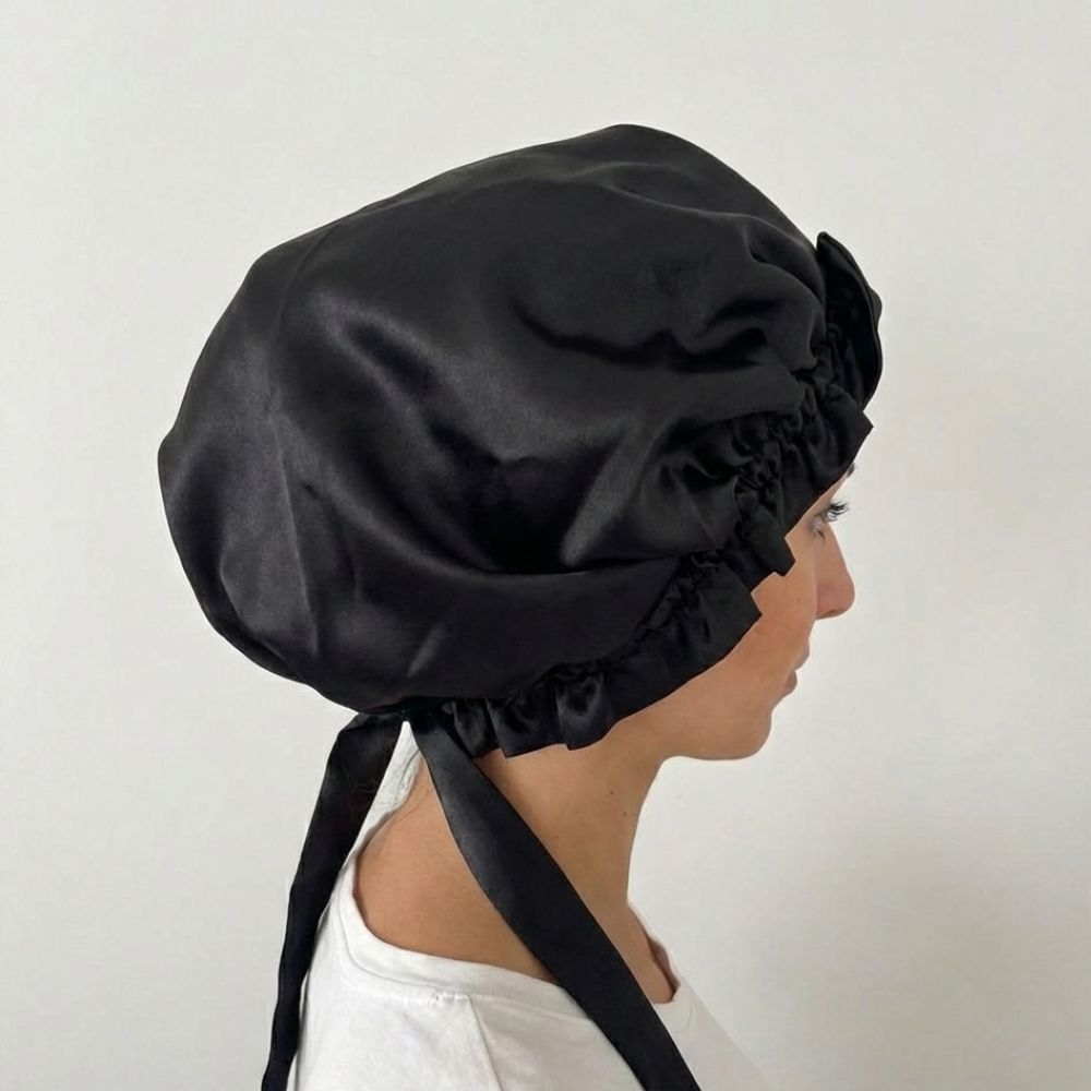 Turbante doble capa de Seda Mulberry con borde ajustable