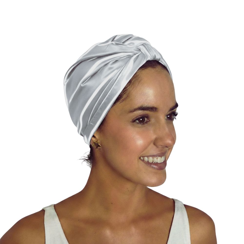 Turbante borde elasticado una capa Seda