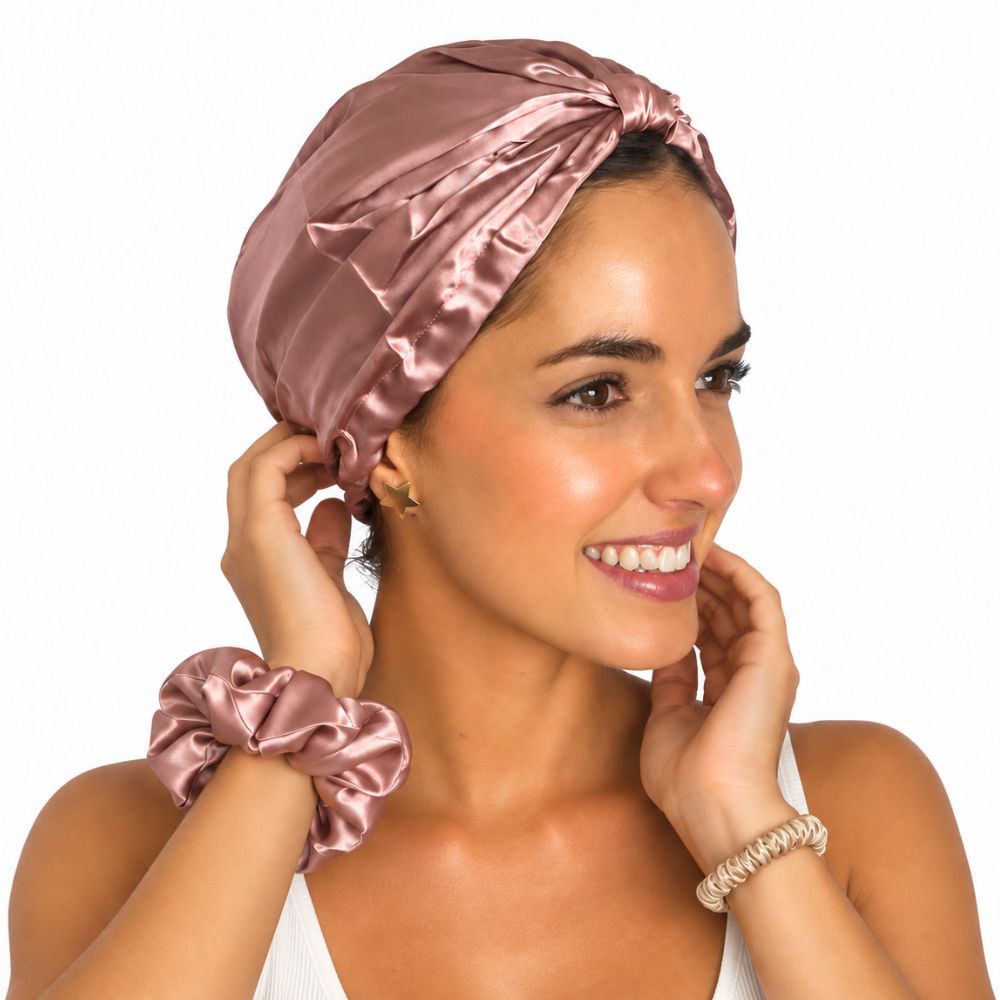 Pack Noche de Seda · turbante + 2 scrunchies