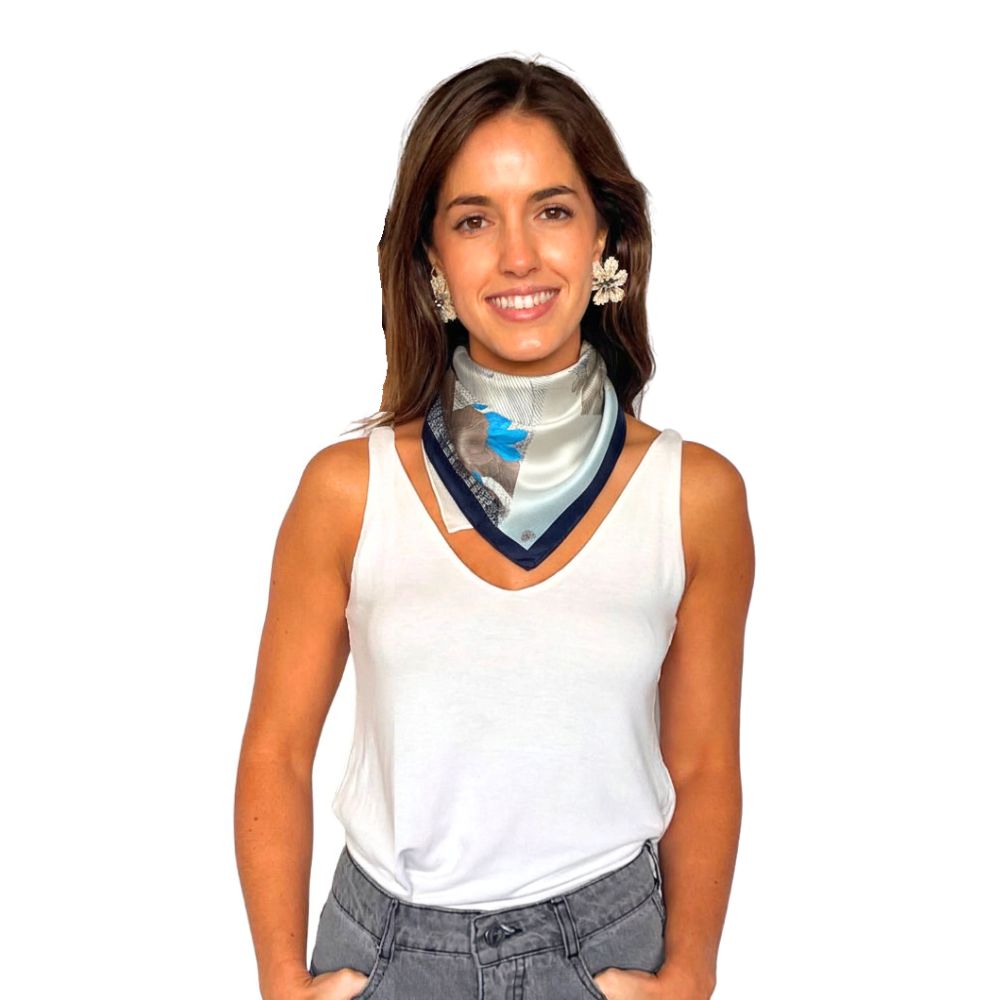 Pañuelo 100% Seda Mulberry certificada Flowers