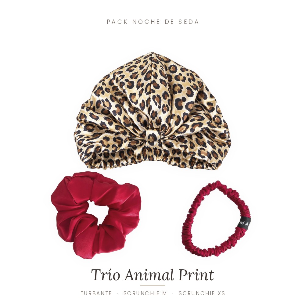 Pack Noche de Seda · turbante + 2 scrunchies