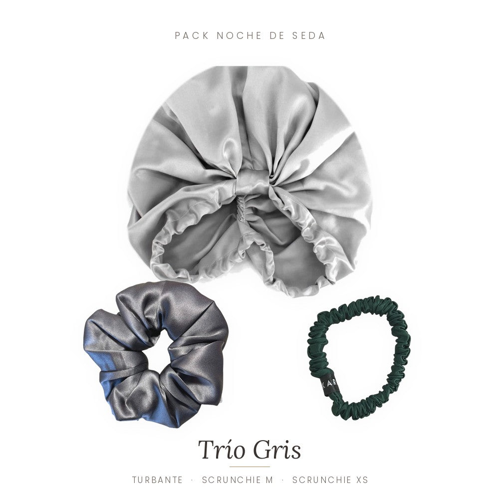 Pack Noche de Seda · turbante + 2 scrunchies