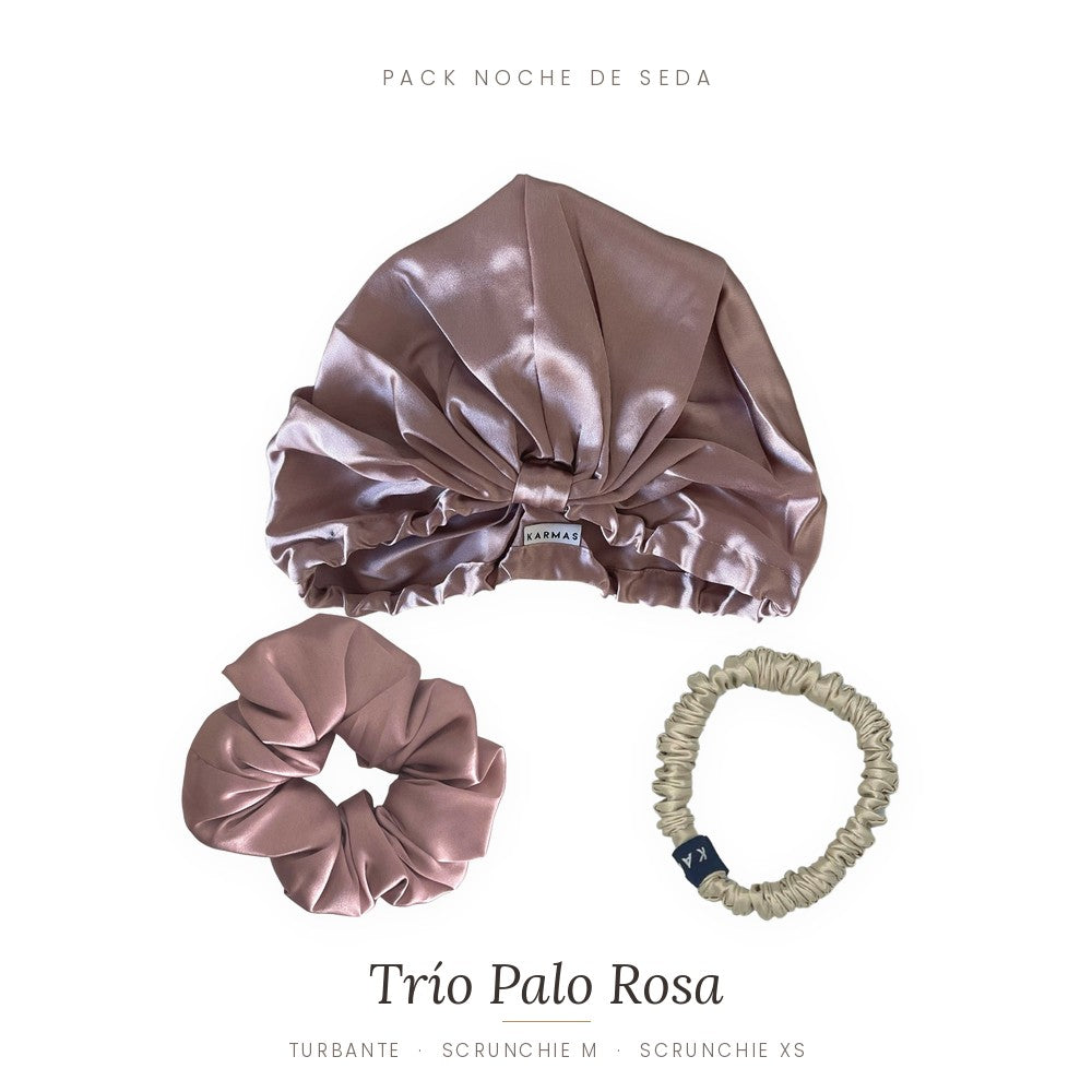 Pack Noche de Seda · turbante + 2 scrunchies