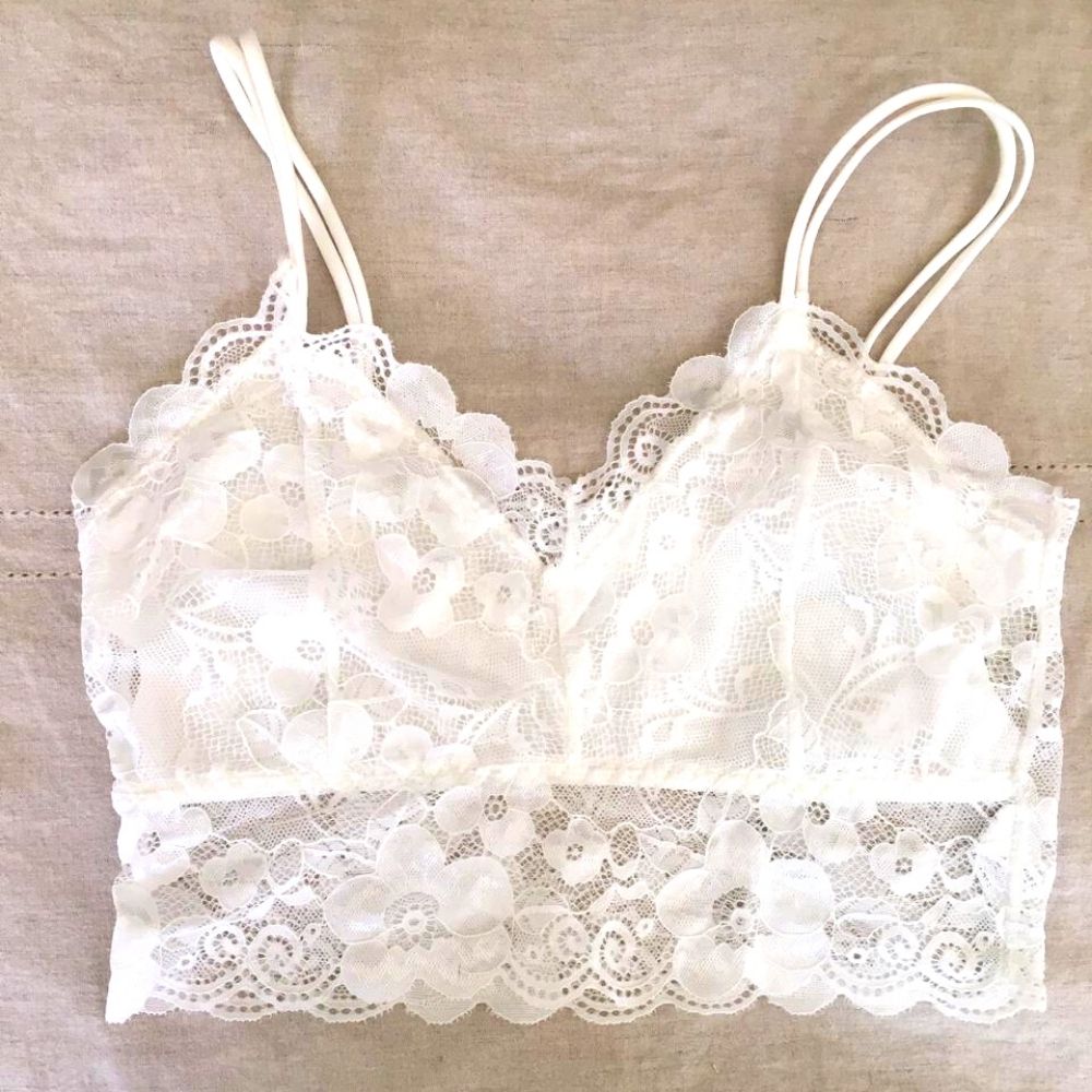 Bralette Peto Florencia encaje y doble tirante blanco