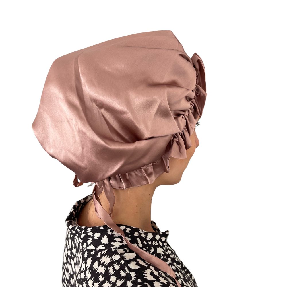 Turbante doble capa de Seda Mulberry con borde ajustable / Nuevo modelo! Palo rosa o negro